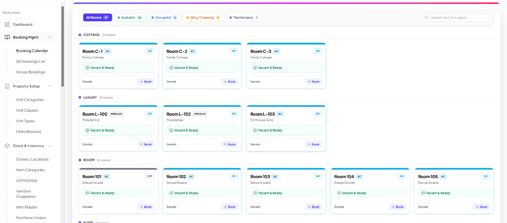 HotelOS Multi-Tenant SaaS Property Management Matrix