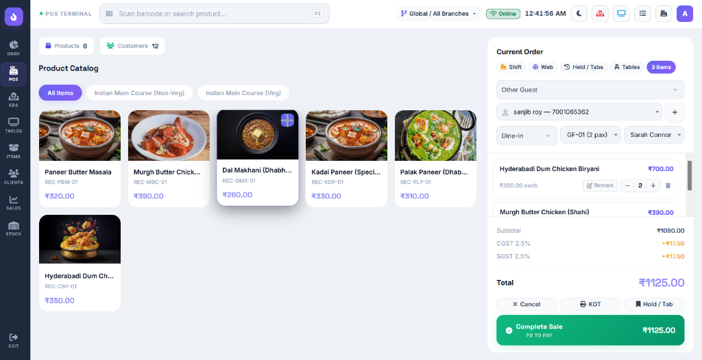TechEasy POS Touch and Kitchen Terminal Interface
